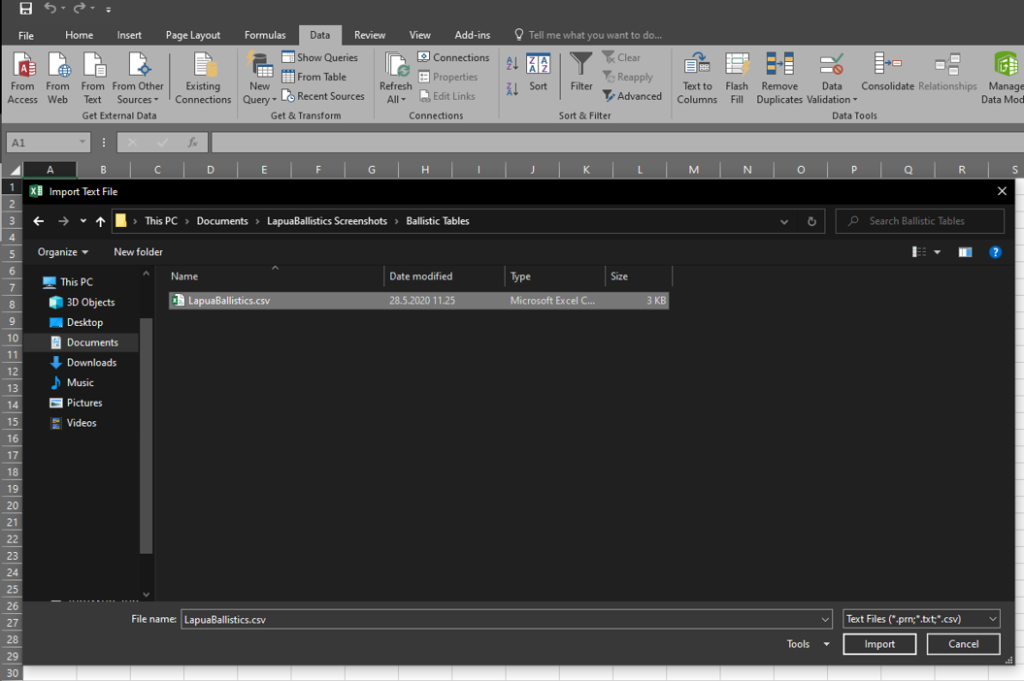 Lapua Ballistics tips export data to excel pic 5