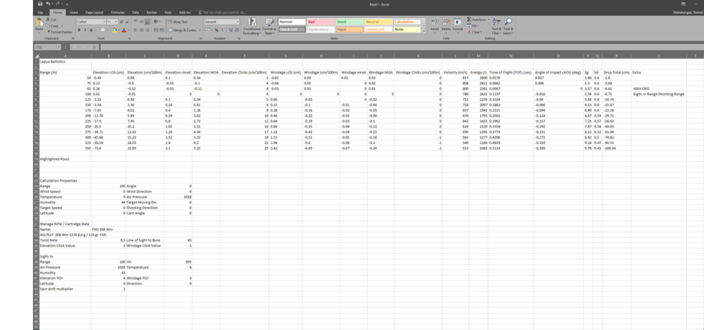 Lapua Ballistics tips export data to excel pic 7