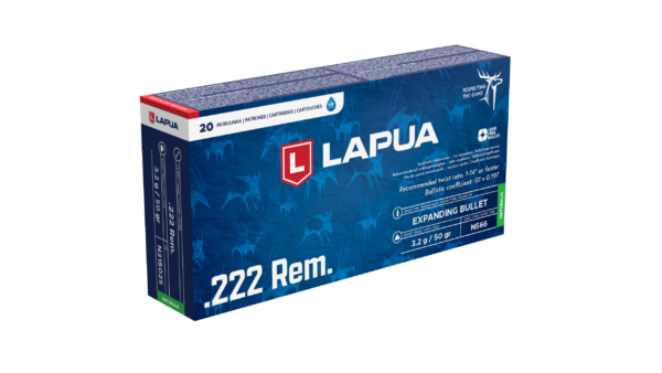 Lapua 222 Rem expanding hunting cartridge N315025 Naturalis N566