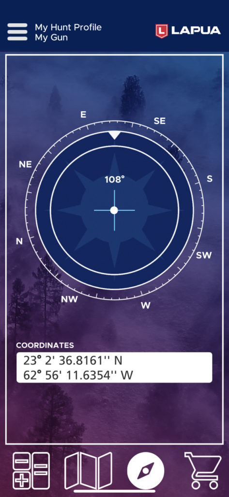 Lapua Hunt App Compass view