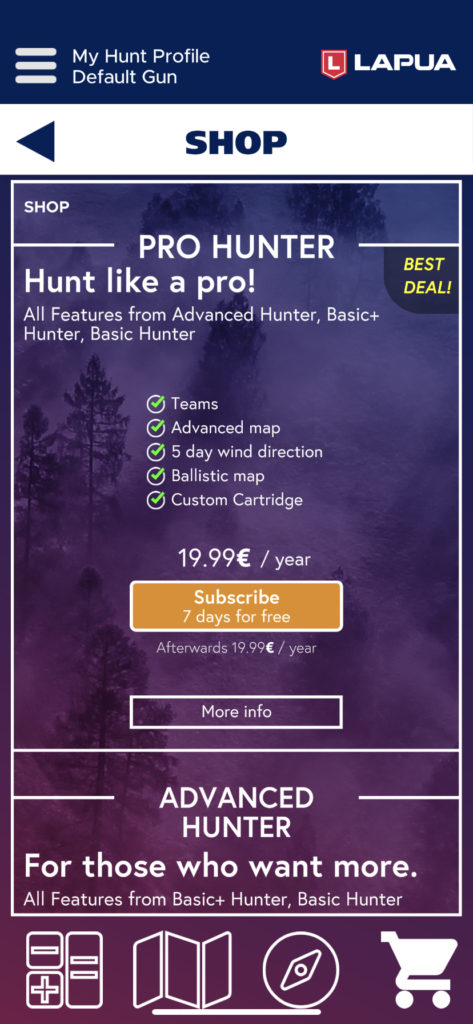 Lapua Hunt App Shop view