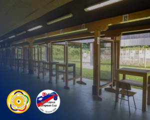 Athletes competing at the Rečica pri Laškem Shooting Range during the 25m Lapua European Cup qualification round in Laško, Slovenia.