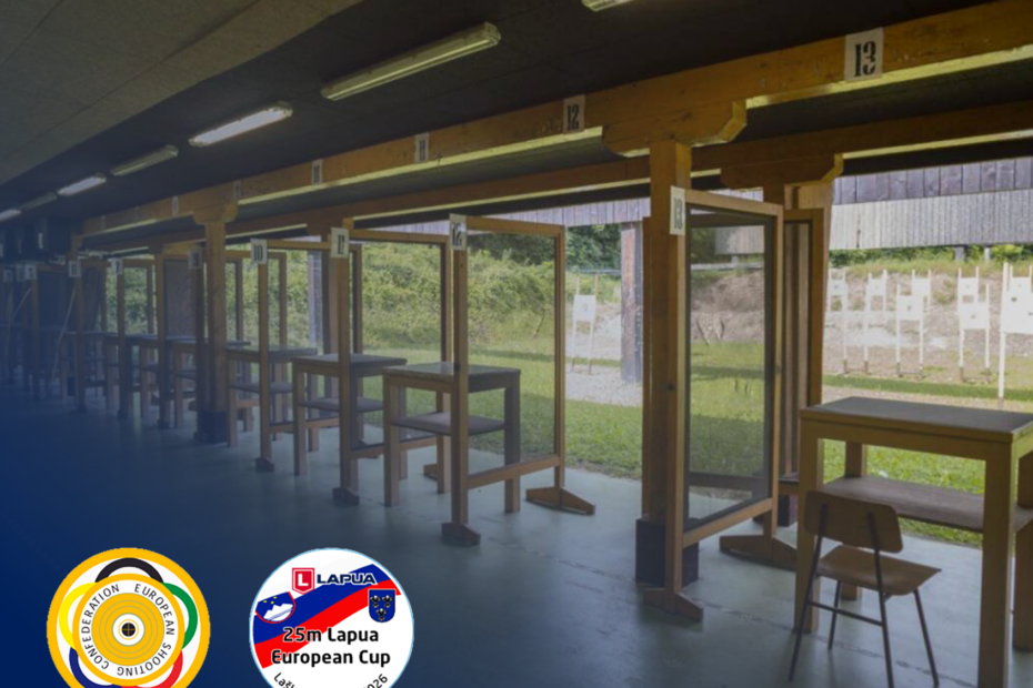 Athletes competing at the Rečica pri Laškem Shooting Range during the 25m Lapua European Cup qualification round in Laško, Slovenia.