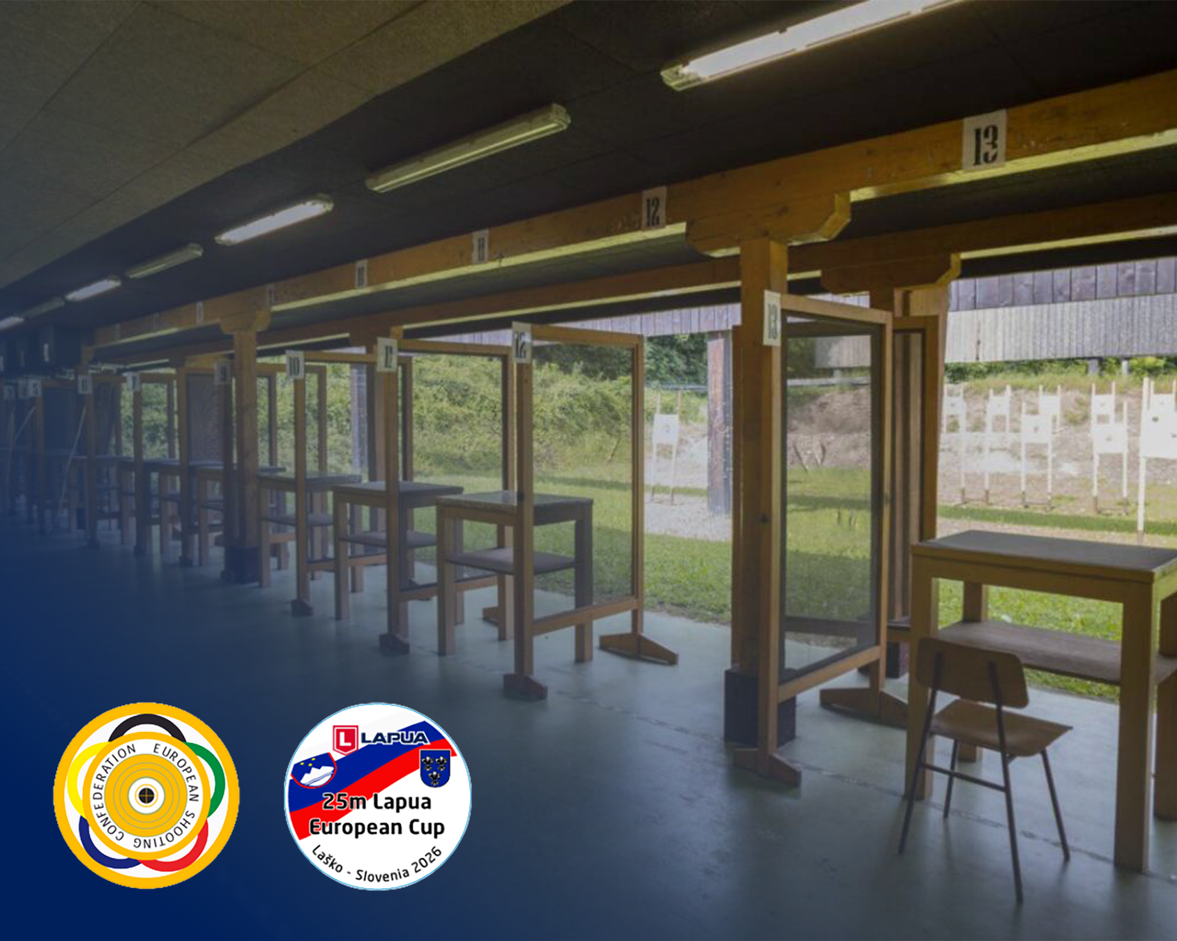 Athletes competing at the Rečica pri Laškem Shooting Range during the 25m Lapua European Cup qualification round in Laško, Slovenia.